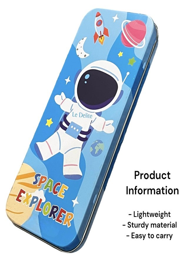 Le Delite Space Astronaut Theme Stationery Gift Set - 7-Piece Combo with Diary, Pencil Box, Eraser, Pen, Pencil,Astronaut Display sipper Water Bottle & Gift Bag for Kids (Multicolor Combo) - Image 3